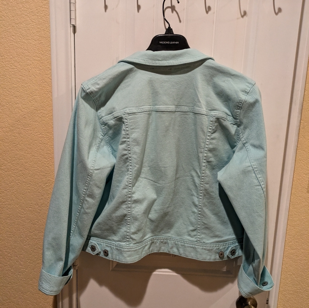 Talbots Stretch Jean Jacket   XL color Teal - Picture 11 of 16